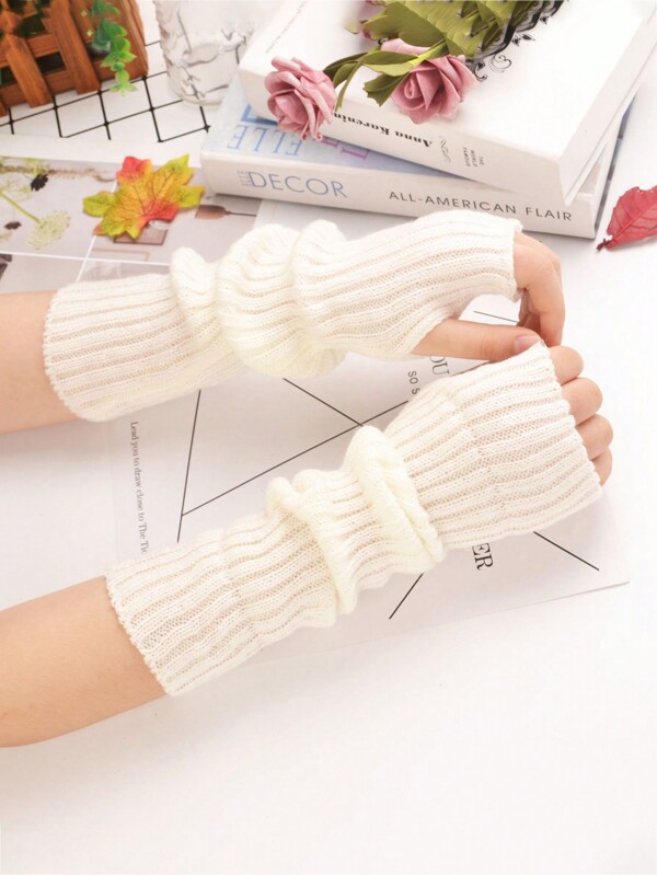 1 par de aquecedores de braço de malha, estilo coreano, quente, streetwear para homens e mulheres, comprimento médio, cor brilhante, mangas de braço de casal para casamento de inverno