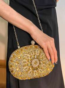 Dedoo New Shiny,Glitter Bling Glamorous,Elegant,Exquisite,Quiet Luxury Fashionable Evening Clutch Bag Decorated With Rhinestones Dinner Bag,Evening Bag,Elegant Rhinestone Rhinestone,Crystal Decor,Faux Pearl For Party Girl,Woman,For Lady,Bride Perfect For Party,Wedding,Prom,Dinner/Banquet Best Gift For Women - Vàng - Xem 7