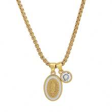 Hmy Jewelry Ladies 18k Gold Plated Brass Our Lady Of Guadalupe And Simulated Diamond Pendant Charms - 白色 - 查看 2