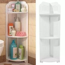 Mensola a 3 ripiani per angolo da bagno, caddy per doccia, portaoggetti, scaffale, unità organizzativa, colore bianco, per casa e bagno, accessorio bagno estivo