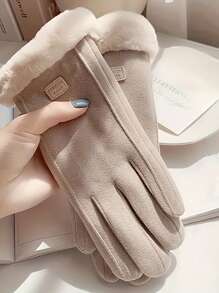 2pcs/1 Pair Winter Sports Warm Gloves, Women Windproof Waterproof Cold-Proof Cycling Driving Touchscreen Non-Slip Gloves