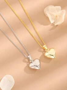 1 件纯银抛光心形吊坠项链，奢华优雅女士珠宝，婚礼 - 項鍊 - 查看 4