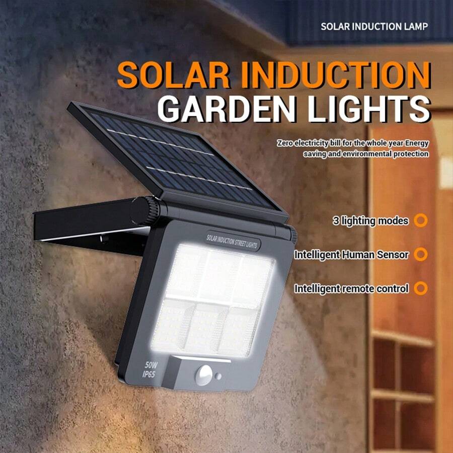 1 件装 LED 太阳能灯运动传感器遥控防水壁灯适用于户外庭院街道车库花园灯 - 黑色 - 查看 1