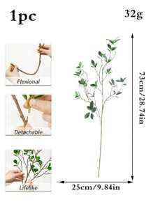 1PC/2PCS/3PCS/4PCS 73cm Artificial Eucalyptus Leaves, Fake Plant Eucalyptus Stem With 3 Forks For Christmas Green Plants, Home Wedding Table Center Decor, Faux Flower Stem Farmhouse Home Decor Fall Decoration, Spring Decor,Home Vase Thanksgiving Table Centerpieces Harvest Festival Decoration Christmas Decorations Room Decor