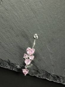 1-3pcs/Set Rhinestone Bow Decor Navel Belly Ring Unsiex Stainless Steel Dangle Belly Button Rings Pink Heart Flower Butterfly Body Piercing Jewelry Navel Belly Bar Gift For Any Occasion Valentines,Mom,Mother,Mother's Day,Gift - Belly Ring - View 16