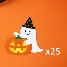25 piezas de decoración de paleta con diseño de calabaza naranja fantasma, para manualidades, insertadas en tarjetas. También se puede usar para decorar habitaciones y agregar elementos a los cubos de truco o trato, regalos de Halloween, rellenos de canasta. - Multicolor - Ver 8