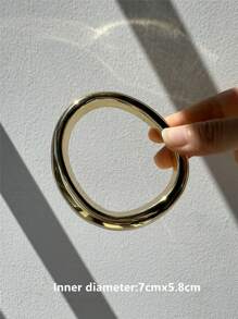 1 件厚不对称几何宽手链，米色、粉色、金色，新款时尚女士珠宝袖口，适合秋冬季堆叠 - 彩色 - 查看 16