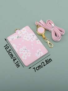 1 Pezzo Porta Card Rosa Con Lanyard, Carino Articolo Per Ufficio Scolastico Per Id Studente, Abbonamento Autobus, Badge Di Lavoro, Custodia Estetica Per Card