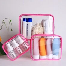 2 pièces de sacs de toilette mode et simples pour hommes et femmes, pochettes cosmétiques transparentes et imperméables de taille quart pour les voyages, convenant aux deux sexes, pouvant être emportées en avion et données comme fournitures scolaires, produits de vacances, sacs de plage, sacs de bain, sacs de voyage essentiels pour les dortoirs de jeunes filles