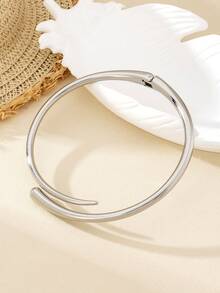 1pc Exquisite Minimalist Metal Short Choker Necklace, Single Layer Water Drop Design Neck Collar, Niche Luxury Jewelry, Birthday Gift For Best Friend - Collar - View 7