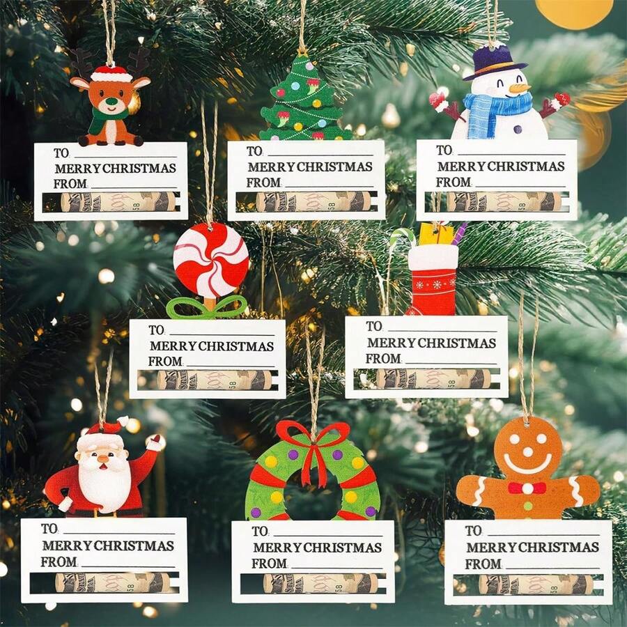 8 chiếc hộp đựng tiền Giáng sinh, phong cách hỗn hợp, ông già Noel, người tuyết, người đàn ông bánh gừng, thiệp Giáng sinh bằng gỗ, hộp đựng tiền, quà tặng, hộp đựng tiền vui nhộn, đồ trang trí treo, thẻ đựng tiền, kẹp tiền, đồ trang trí cây thông Noel, đồ trang trí cho bữa tiệc ngày lễ mùa đông - Nhiều màu - Xem 1