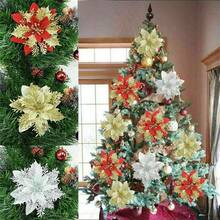 10pcs Glitter Christmas Poinsettia Artificial Flower - Decorative Tree Wreaths Garland, Sparkling Flower Picks For Xmas, New Year, Wedding, Party Ornaments With Festive Holiday Cheer - Multicolor - View 3