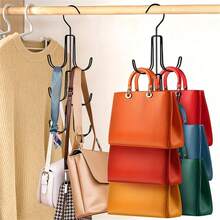 1pc Purse Hanger Organizer For Closet, Hanging Bag Holder, Keeping Purses Visible And In Good Condition, Metal Handbag Storage Hook Backpack Rack Space Saving Hanger - Black - View 8