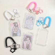 Acrylic Photocard Holder Keychain Photo Card Holders 3 Inch ID Badge Holder Bus Card Credit ID Bank Card Holder - Multicolor - View 6