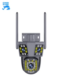 Surveillance Camera, Outdoor Three-Eye Three-Screen Wireless Wifi Surveillance Camera, Home Mobile Phone Remote Night Vision High-Definition Monitor - Black - View 1