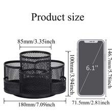 1 件黑色办公桌笔筒，旋转笔筒，办公桌杯架办公室笔架 - 梅花形 - 查看 2