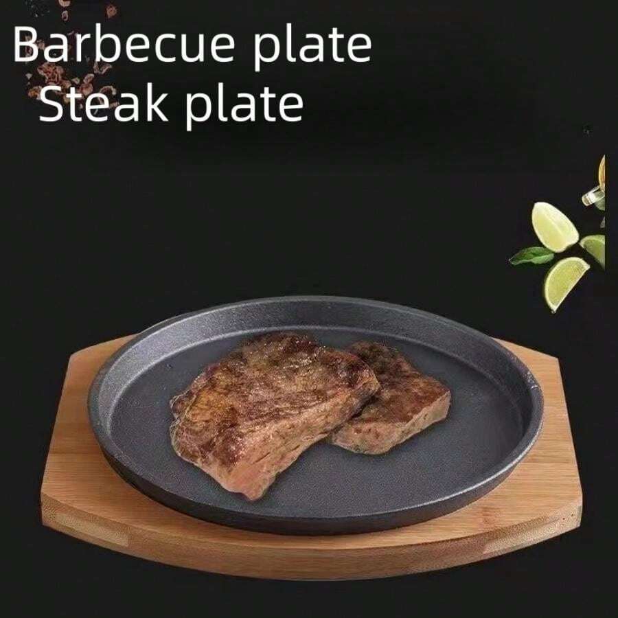 Cast Iron Steak Plate, Korean BBQ Grill Pan, Round Steak Plate, Multi