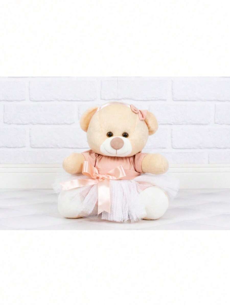 Ursinha de Pelúcia Bailarina Menina 15 Cm - P Nichos E Decorações - Salmão - Visão 1
