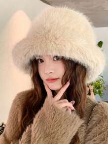 女士冬季帽子针织厚实女士雪帽经典装饰帽 - 女士蓬松装饰帽子 - 彩色 - 查看 6