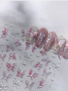 1pc Hot Stamping Nail Sticker, Luxury Butterfly Adhesive Nail Sticker, 5D Jelly Gel Nail Sticker Series, DIY - Multicolor - View 2