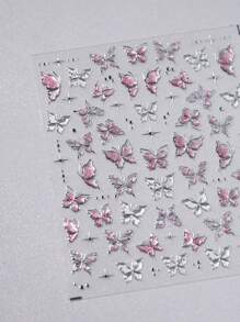 1pc Hot Stamping Nail Sticker, Luxury Butterfly Adhesive Nail Sticker, 5D Jelly Gel Nail Sticker Series, DIY - Multicolor - View 5