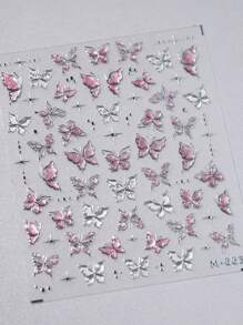 1pc Hot Stamping Nail Sticker, Luxury Butterfly Adhesive Nail Sticker, 5D Jelly Gel Nail Sticker Series, DIY - Multicolor - View 4