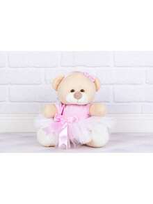 Ursa Bailarina de Pelúcia Menina - Ideal P/ Nichos E Decorações 26 cm - Rosa - Visão 1