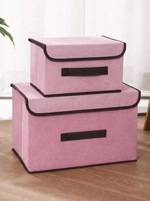 2pcs/Set 1pc Foldable Fabric Storage Box, For Organizing Bras, Socks, Underwear, Clothes & Pants, With Cover, Dustproof & Space-Saving, Non-Woven Cloth Storage Box, Can Be Folded And Combined With Multifunctional Storage Basket Clothing Storage Box Closet StorageStorage ContainersLarge Capacity Organization And Storage Organizer Storage Containers Storage Bins For Bedroom Dorm Home For Blankets Beddings Comforter Pillow Toys - Multicolor - View 2