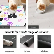 1 件爪印宠物食品垫，高吸水性快干，易清洁宠物碗餐垫，带防滑橡胶背面，适合所有季节的宠物，狗笼垫，猫笼垫 - 彩色 - 查看 3