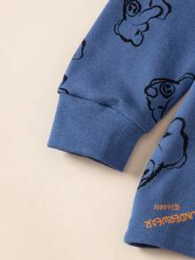 Conjunto de pijama con estampado de letras para niños preadolescentes, ropa de dormir cálida para niños mayores, primavera y otoño