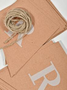 1 套标语图形拉旗，生日派对用纸挂旗， - 卡其色 - 查看 6