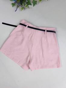 Marrant Shorts With Belt And Pocket High Waist - 淺粉色 - 查看 2