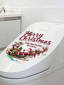 2 cái/bộ nhãn dán bồn cầu hình ông già Noel Giáng sinh, trang trí tường nhà, nhãn dán bồn cầu hình ông già Noel tự dính, đồ trang trí Giáng sinh - Nhiều màu - Xem 4