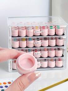 5 Pcs Nail Tools Pink Flat Cover Polygon Nail Polish Glue Sample Bottle Bottle Powder Jewelry Collection 3 Grams