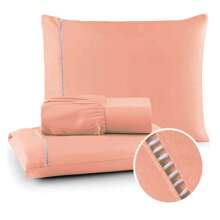 400 Thread Count Bedding Set With Elastic Band Hotel Standard All Sizes - cá hồi - Xem 1