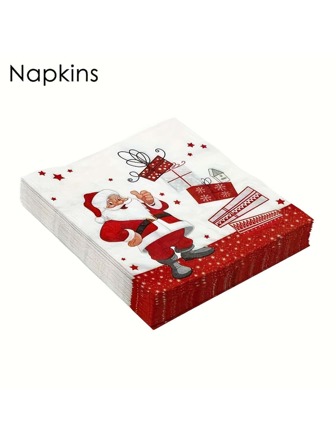 圣诞装饰 20 件圣诞餐巾、圣诞老人圣诞纸巾、圣诞餐巾、节日餐巾、圣诞鸡尾酒餐巾、圣诞餐巾、圣诞晚餐餐巾