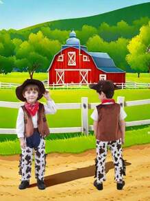 四件套牛仔套装，适合男童儿童服装、生日派对角色扮演服装 - 彩色 - 查看 3