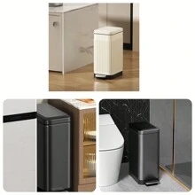 Thùng rác mini bằng thép không gỉ có bàn đạp, nắp và thả chậm im lặng, thùng rác cho nhà bếp, phòng tắm, phòng ngủ, văn phòng, trang trí nhà cửa, quà tặng Giáng sinh, quà tặng gia đình, trang trí phòng - Màu thép vonfram - Xem 11