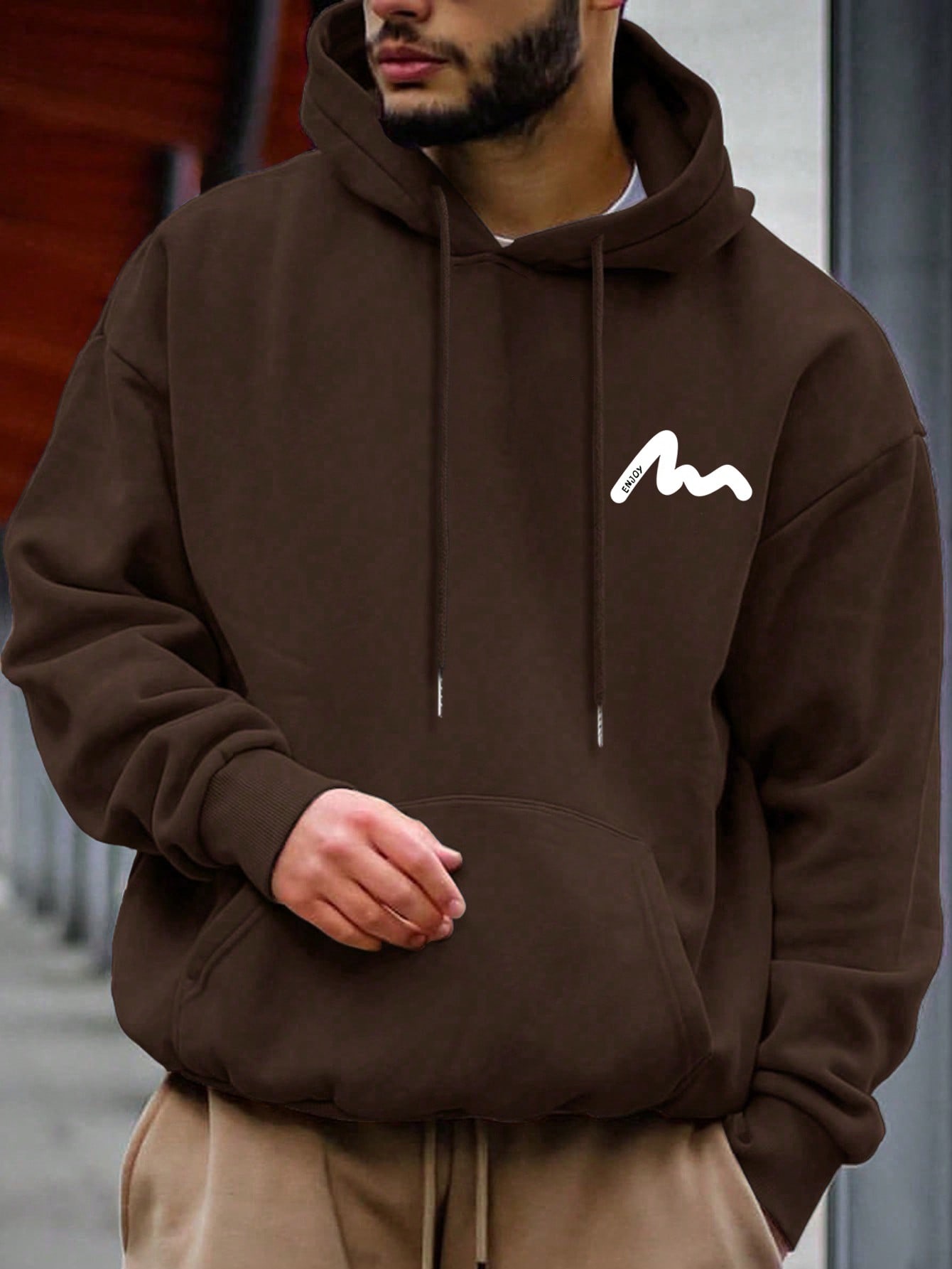 ملابس علوية هوديي رجالية مطبوع عليها نص، للخريف وا...