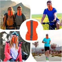 4 Pack High Vis Neck Gaiter Reflective Fishing Bandana Neon Safety Headwear Tube Face Shield With 2 Sides Reflective Stripe - 霓虹橙 - 查看 7