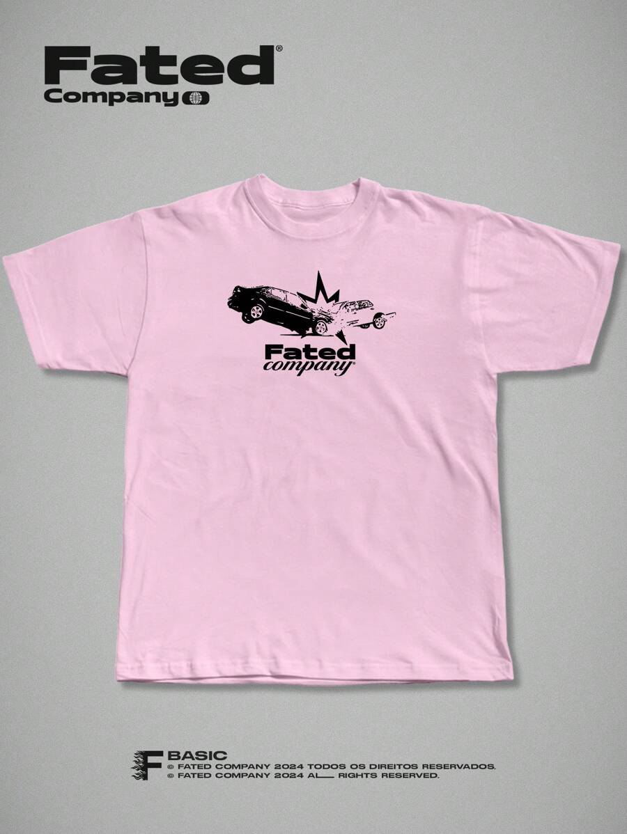 FATED - Incident Streetwear T-Shirt - 100% Cotton Unisex - 淺粉色 - 查看 1