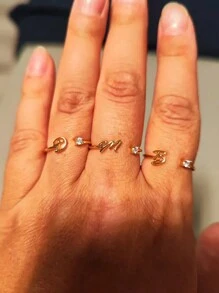 18k Gold Plated A-Z Initial Rings For Women Open Adjustable Wedding Ring 2023 Gold Color Couple Jewelry Accessories Gift - Yellow Gold - View 2