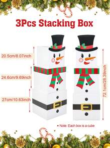 3件套圣诞雪人嵌套盒，圣诞节和新年礼物包装惊喜盒，2025圣诞新年派对家居装饰，房间装饰，桌面装饰，摄影道具 - 聖誕雪人 - 查看 4