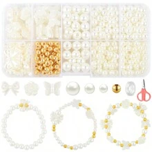 890pcs Bracelet, Necklace, Hair Accessories, Charm DIY Pearl Jewelry Making Kit, Adult Craft Beading Supplies, Birthday Party, Valentine's Day, Christmas Gift