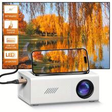 有线同屏投影仪，小巧便携，随时随地享受，适合派对、家庭影院、办公室、宿舍，3000流明，支持1080P，可与USB/AV/HD配对 - 查看 2