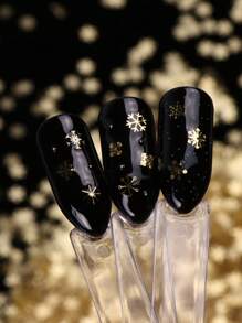 1 盒冬季雪花美甲金色金属雪花亮片图案圣诞节假期设计美甲配件工具、DIY 优雅指甲装饰技巧、沙龙美甲用品 - 金色 - 查看 7