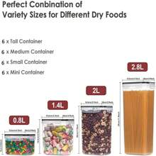 Conjunto de recipientes para armazenamento de alimentos com tampas, potes transparentes para alimentos, caixa selada à prova de umidade para manter alimentos frescos, para cereais, arroz, macarrão, chá, nozes e grãos de café, tanque de preservação de alimentos de plástico, utensílios de cozinha para casa