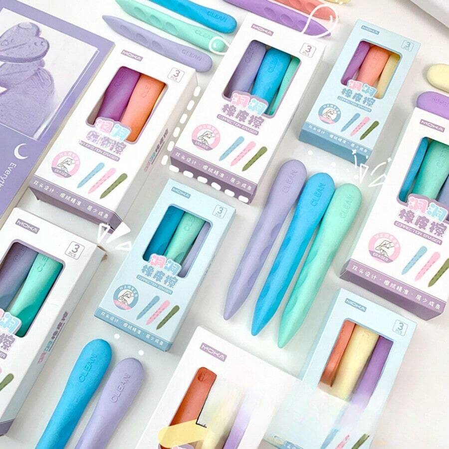 1/3 cục tẩy Macaron nhiều màu, cục tẩy xóa lỗ, cục tẩy sạch không có vụn, bộ màu kẹo, cục tẩy Macaron sáng tạo, quà tặng trở lại trường, quà tặng ngày lễ - Nhiều màu - Xem 1