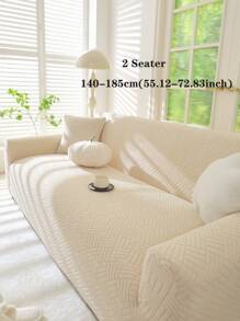 1 件高品质提花毛绒沙发套，超柔软厚弹力沙发套，客厅家具座垫保护套，适合家庭使用 - 奶油白 - 查看 12