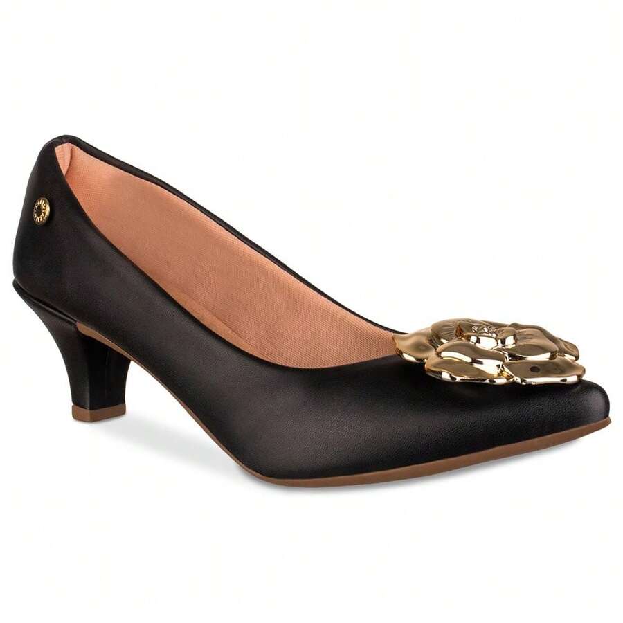 Women's Pumps Thin Heel Synthetic Formal Shoes Flower Promotion - màu đen - Xem 1